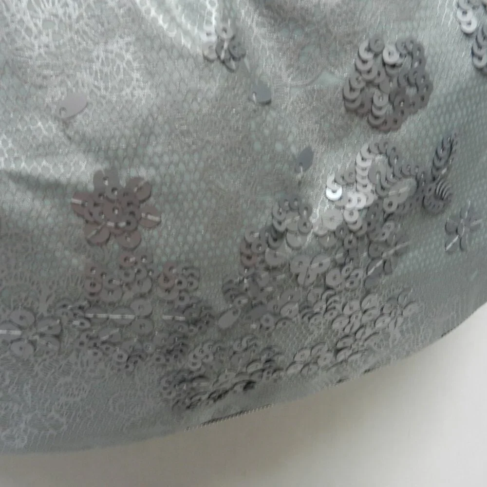LeSportSac Sequin large Hobo bag purse zip top adjustable Expandable gray NEW